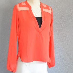 LATER Neon Orange Long Sleeve Top